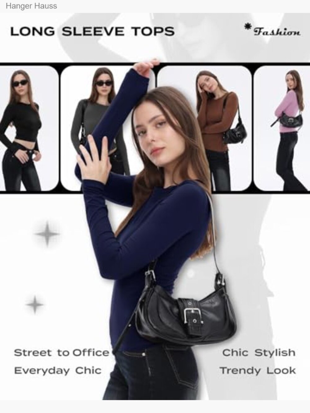 Slim Fit Long Sleeve Crop Top, Stretchy Polyester Spandex, Workout Casual - Picture 3 of 7